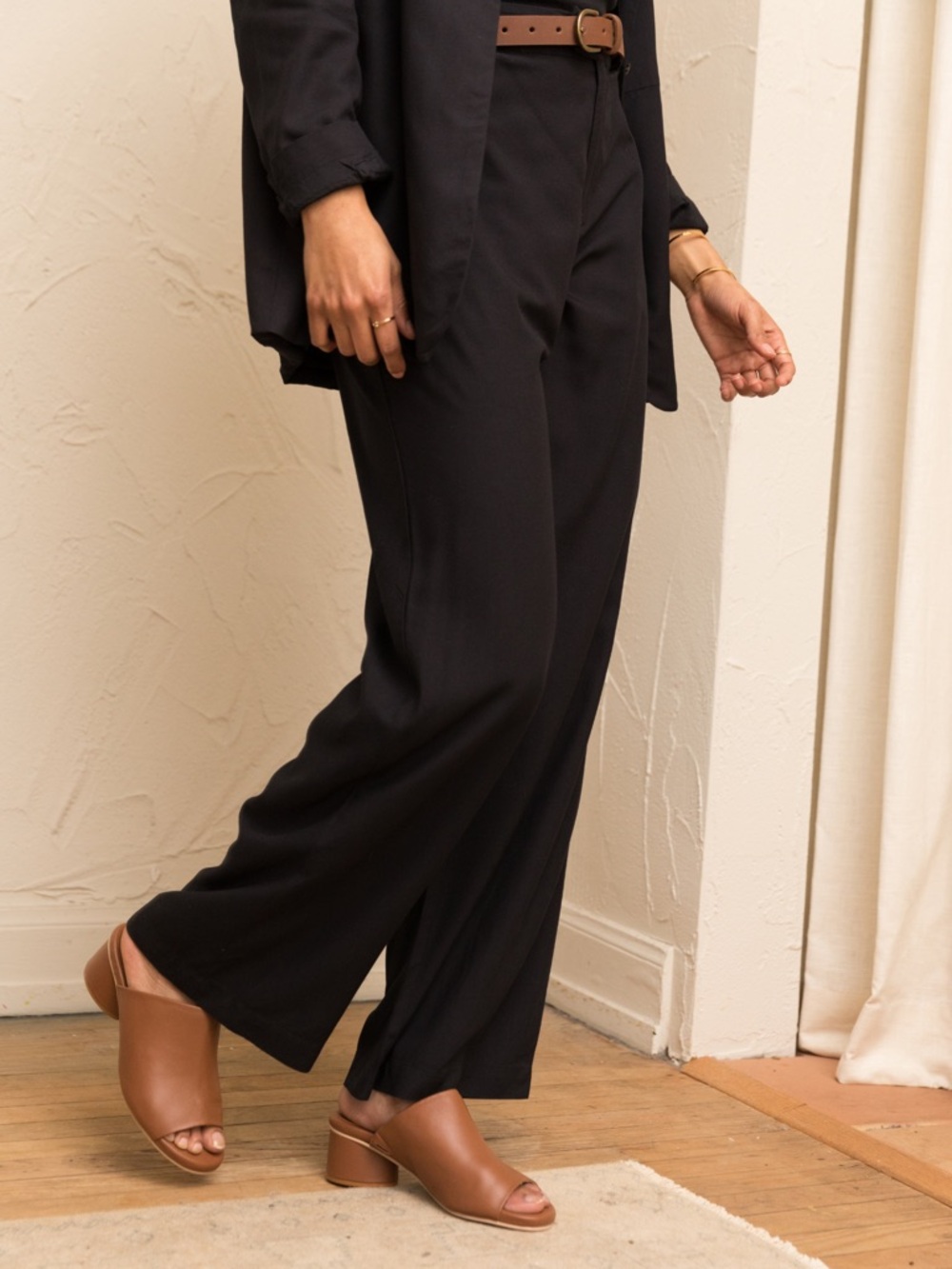 Able Renee Leather Low Block Heel Sandals